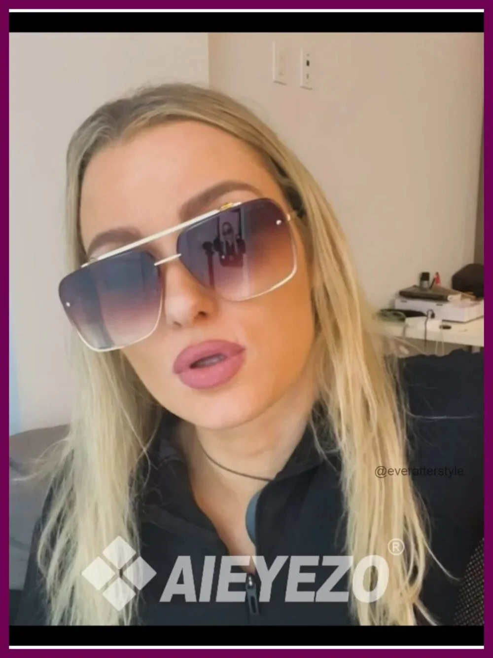 Oversized Square Sunglasses Metal Frame Aviator Gradient Shades